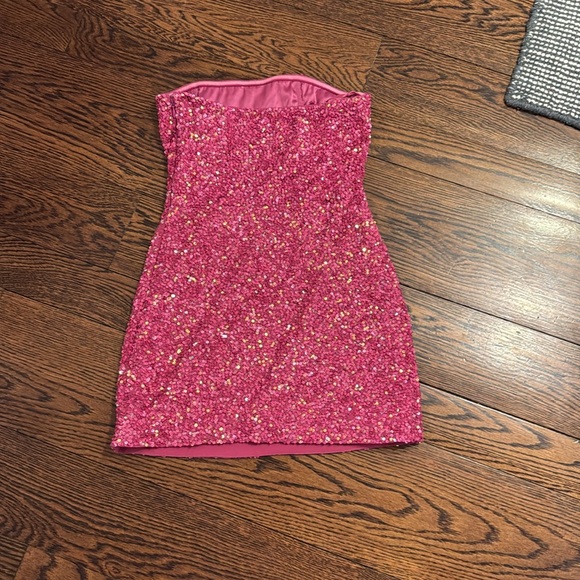 Retrofete Pink Sequin Strapless Dress - Picture 3 of 3